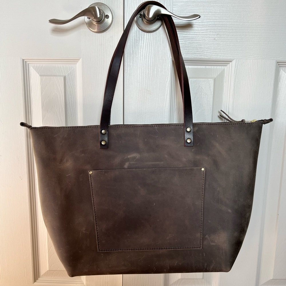 Portland Leather Goods Oversized Zippered Tote New Gray